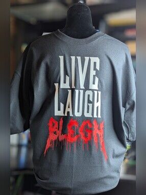 Live Laugh Blegh Heavy Metal Graphic Black Tee Handcrafted Alt Unisex Shirt